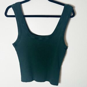 Big Bud Press Tank Top Dark Green Swamp Green Ribbed Cotton Large